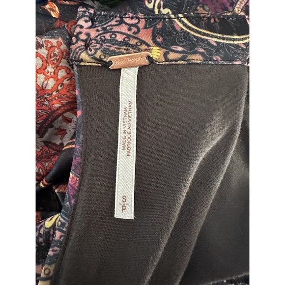 Free People Maxi Dress Small Hippie Paisley Boho V-Neck Gypsy Jewel Cutout L/S - Picture 5 of 6